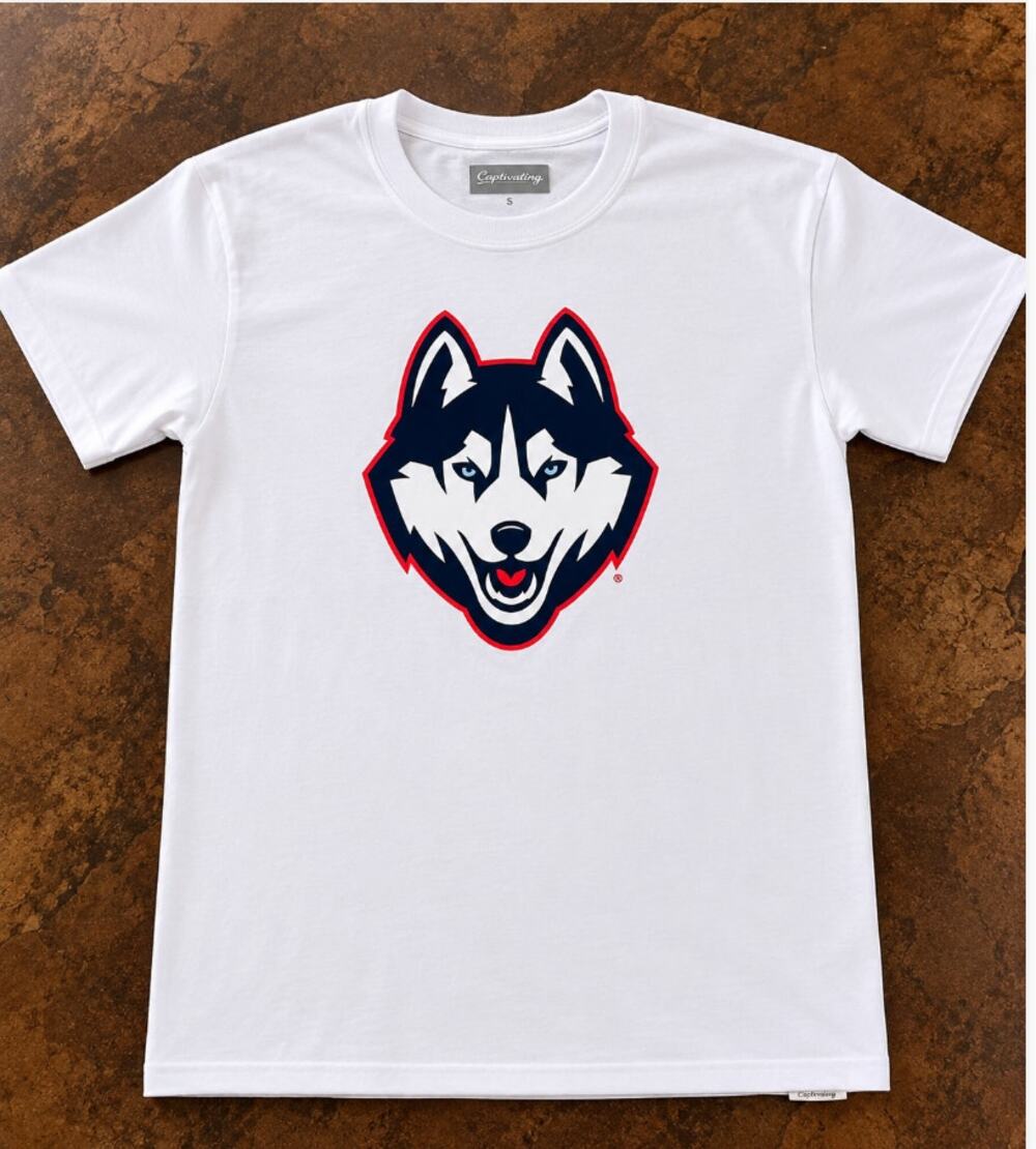 Captivating UConn Huskies T Shirt White Graphic NCAA College Size Small